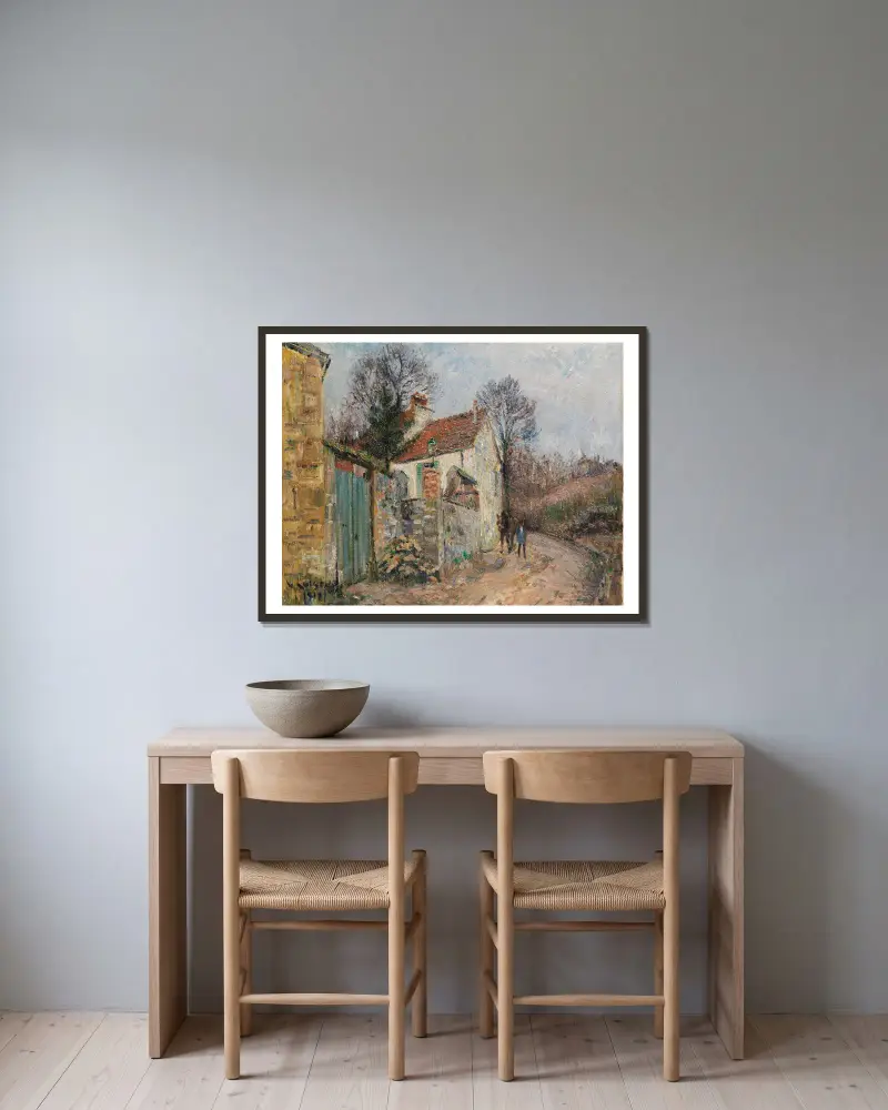 Le chemin de la Plaine, Pontoise av Gustave Loiseau inramad på en vägg