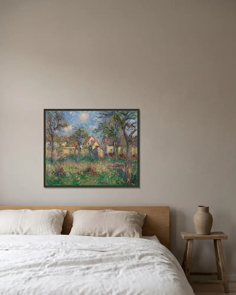 Trädgården av Gustave Loiseau inramad på en vägg