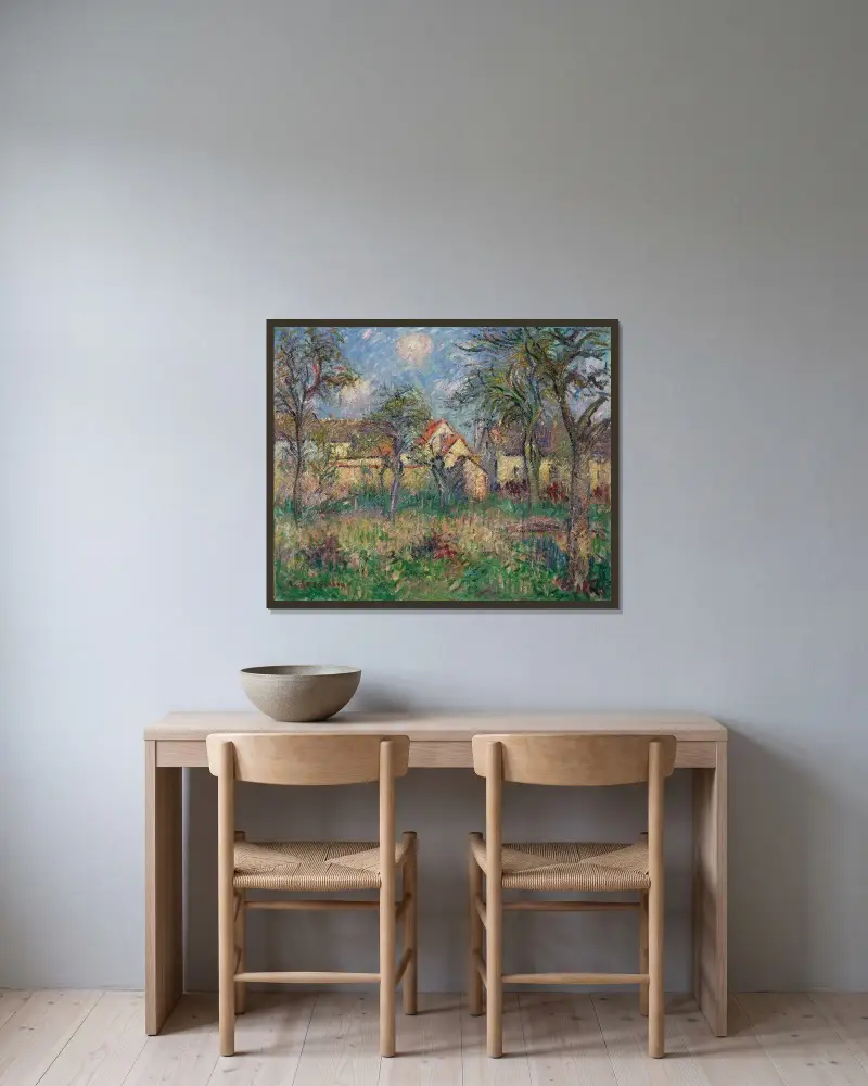 Trädgården av Gustave Loiseau inramad på en vägg