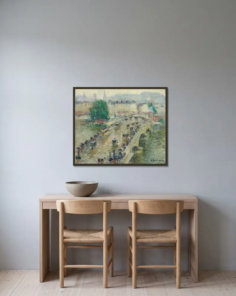 Pont Corneille i Rouen av Gustave Loiseau inramad på en vägg