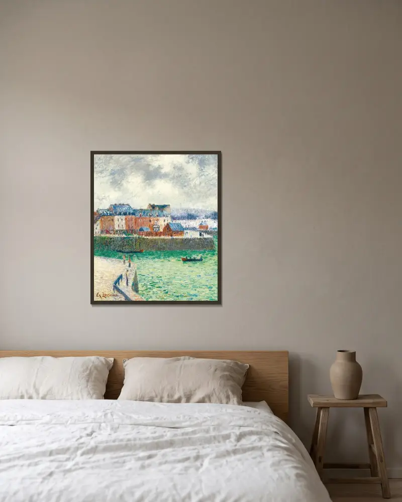 Der Hafen (Der Vorhafen von Dieppe) von Gustave Loiseau gerahmt an einer Wand