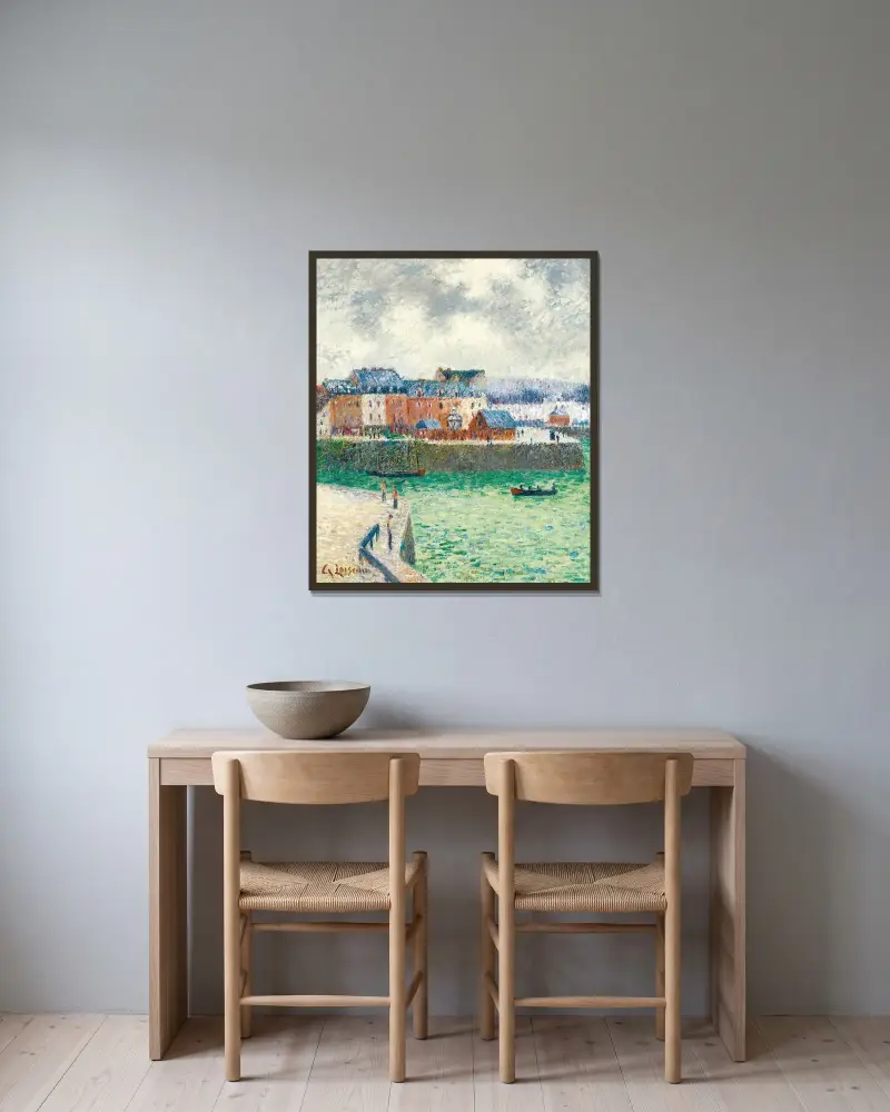 Der Hafen (Der Vorhafen von Dieppe) von Gustave Loiseau gerahmt an einer Wand