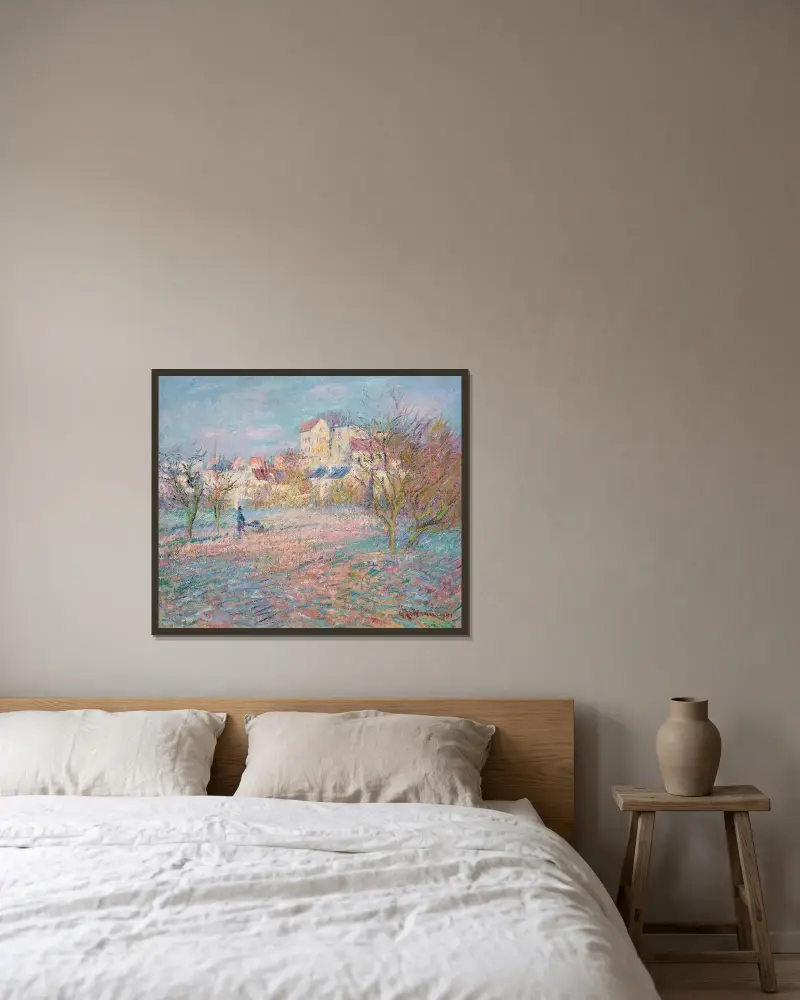 Köksträdgården på vintern av Gustave Loiseau inramad på en vägg