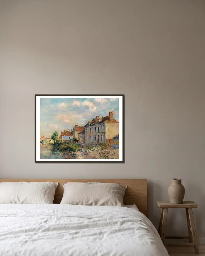 Der Quai Saint-Martin, Auxerre von Gustave Loiseau gerahmt an einer Wand
