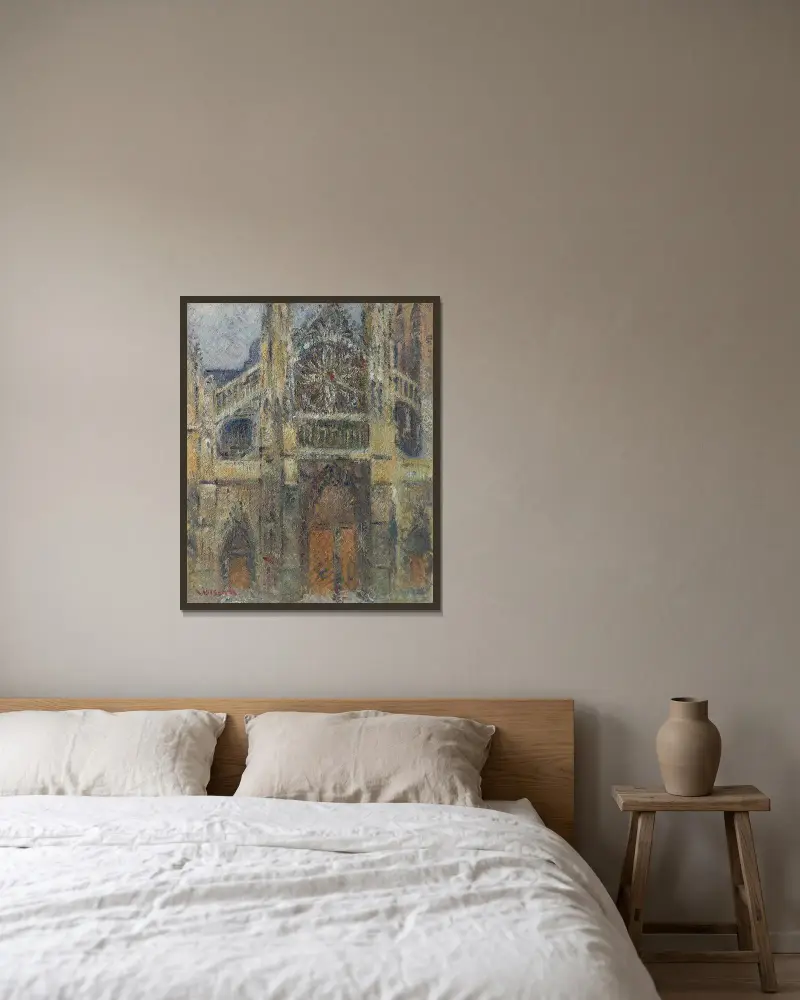 L’Eglise de Saint-Jacques, Dieppe av Gustave Loiseau inramad på en vägg