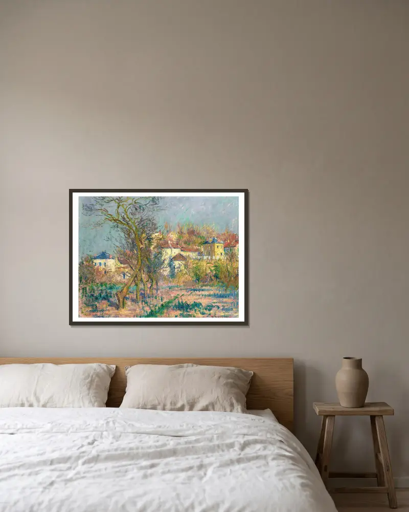 L’hermitage, Pruniers En Fleurs av Gustave Loiseau inramad på en vägg