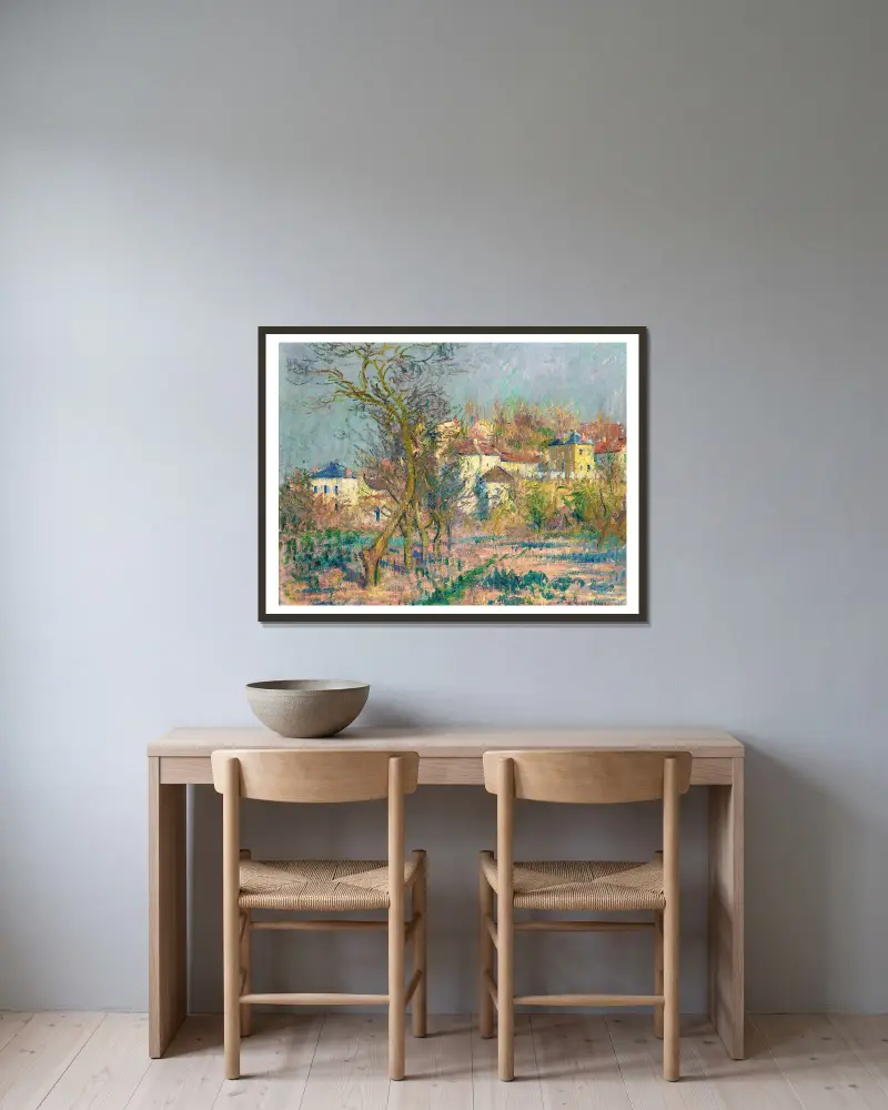 L’hermitage, Pruniers En Fleurs av Gustave Loiseau inramad på en vägg