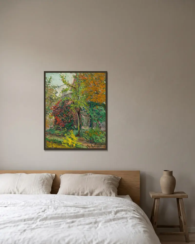 Hus på landet av Gustave Loiseau inramad på en vägg