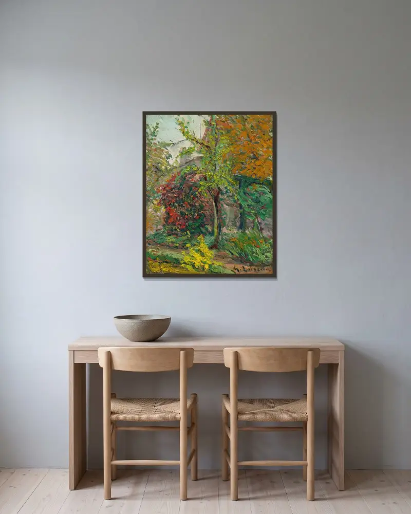 Hus på landet av Gustave Loiseau inramad på en vägg