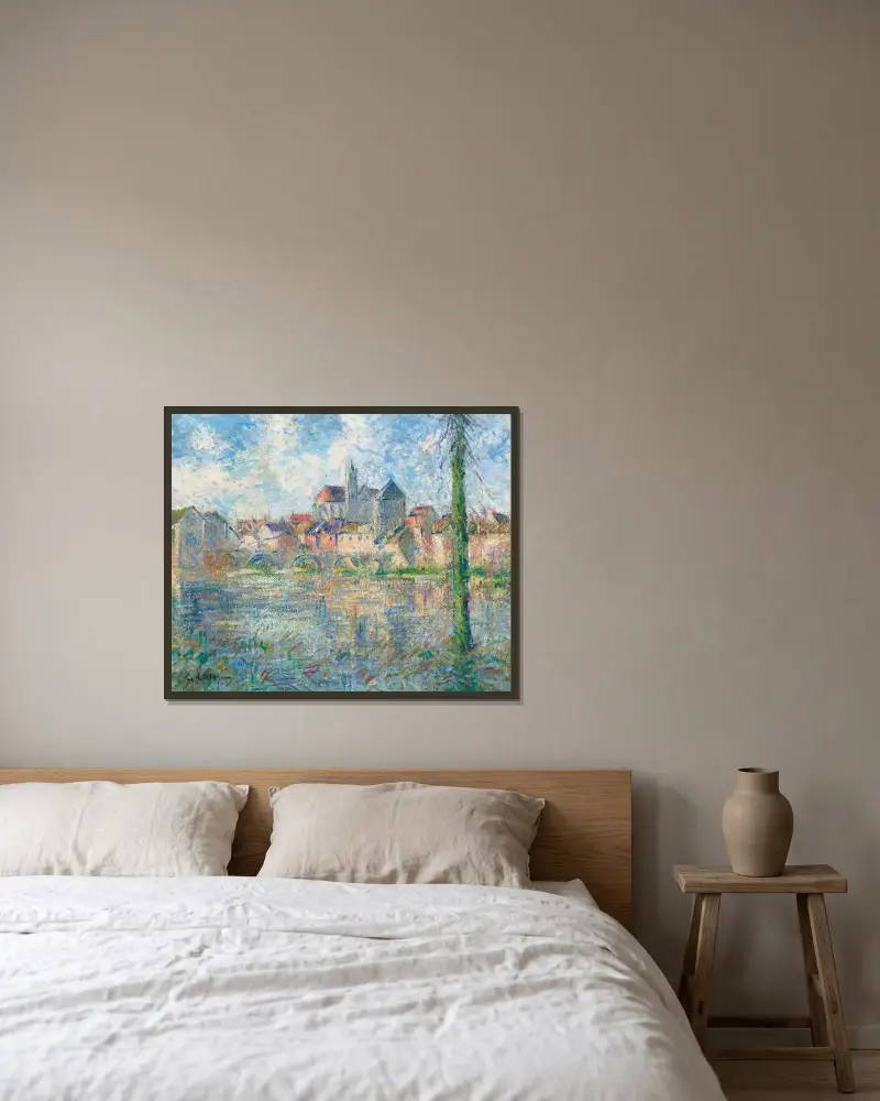 Moret-sur-Loing av Gustave Loiseau inramad på en vägg
