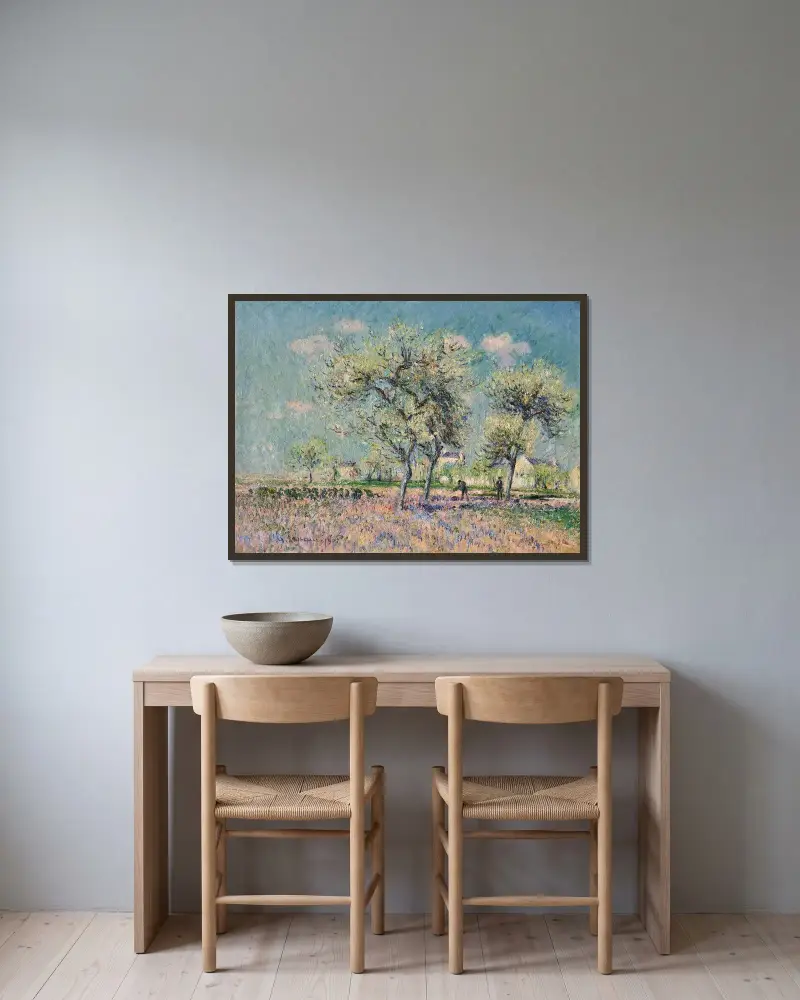 Landskap av Gustave Loiseau inramad på en vägg
