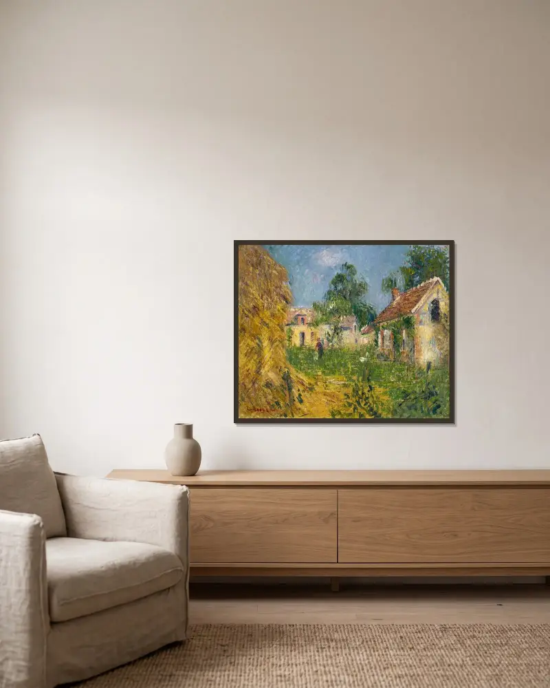 Liten gård i Calvados av Gustave Loiseau inramad på en vägg