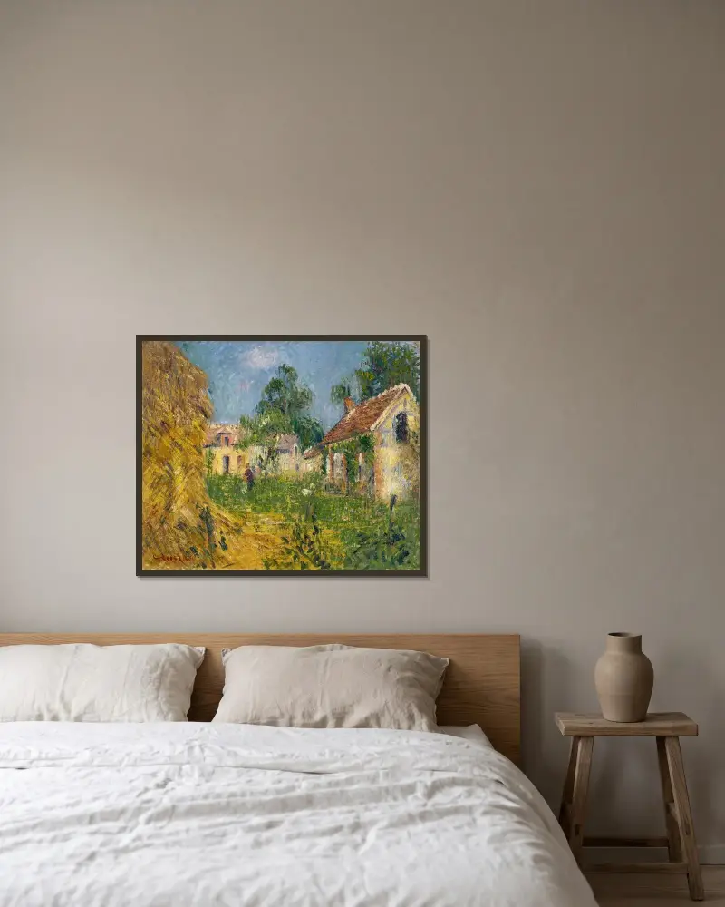 Liten gård i Calvados av Gustave Loiseau inramad på en vägg