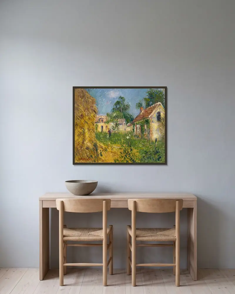 Liten gård i Calvados av Gustave Loiseau inramad på en vägg