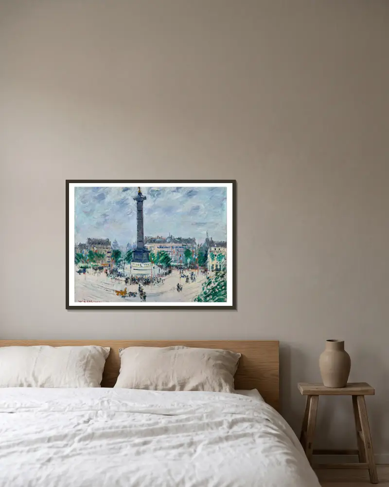Place de la Bastille av Gustave Loiseau inramad på en vägg