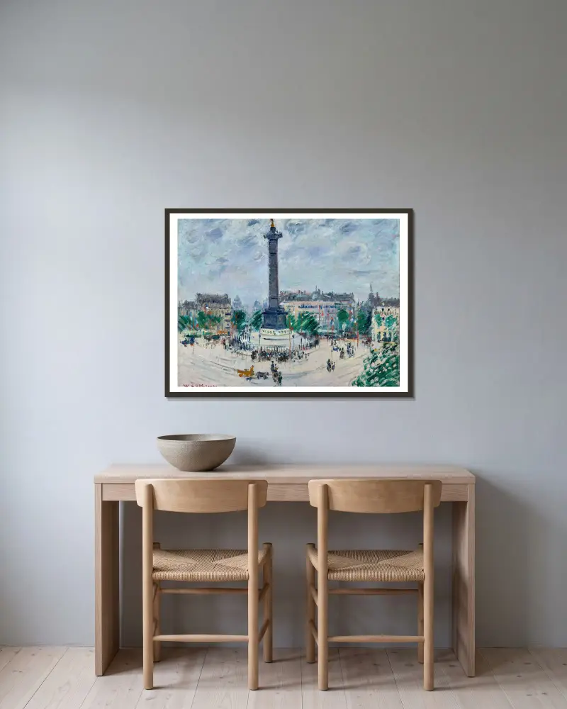 Place de la Bastille av Gustave Loiseau inramad på en vägg