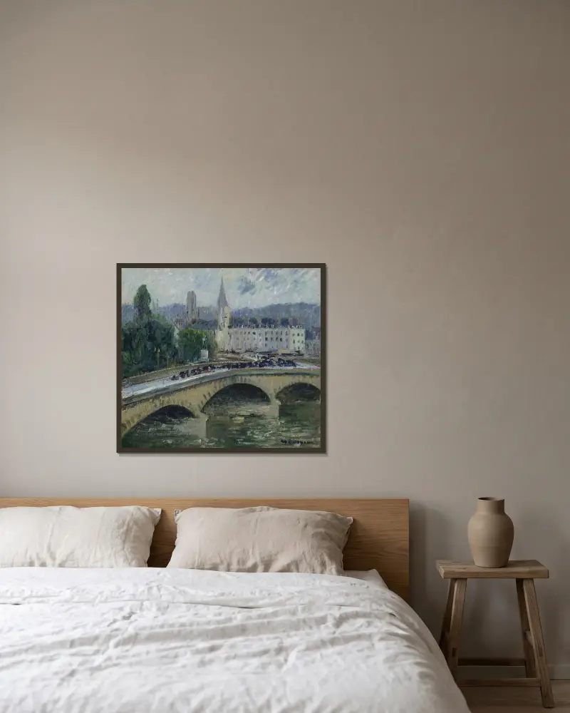 Rouen, Pont Corneille av Gustave Loiseau inramad på en vägg