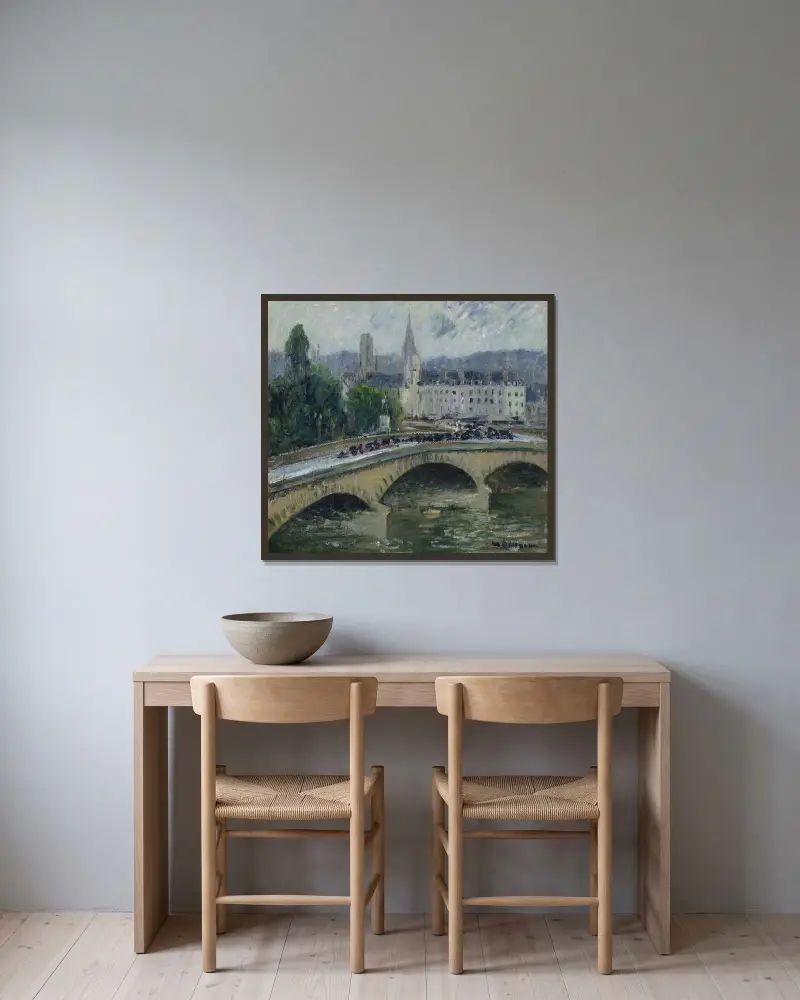 Rouen, Pont Corneille av Gustave Loiseau inramad på en vägg