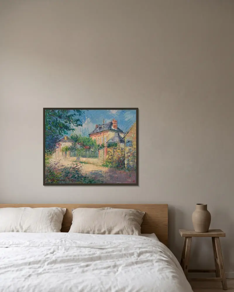 Byns gata av Gustave Loiseau inramad på en vägg