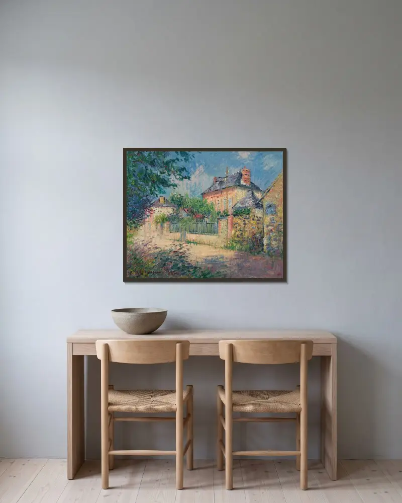 Byns gata av Gustave Loiseau inramad på en vägg