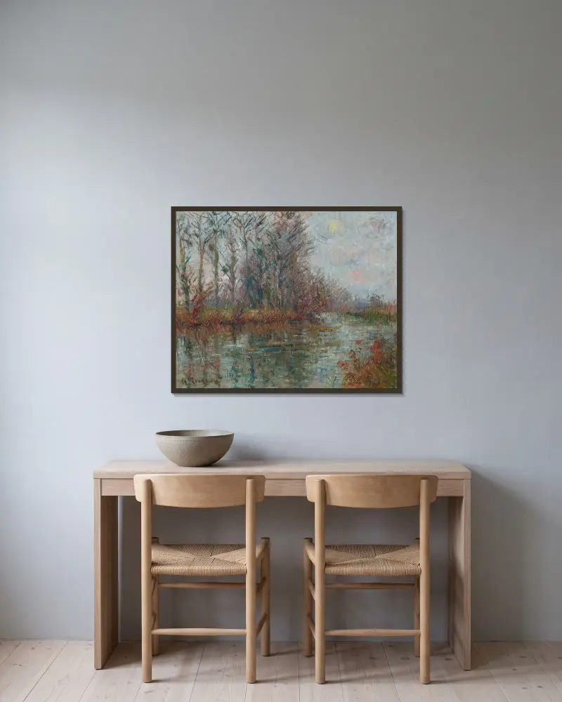 Flodkrök vid L'Eure av Gustave Loiseau inramad på en vägg