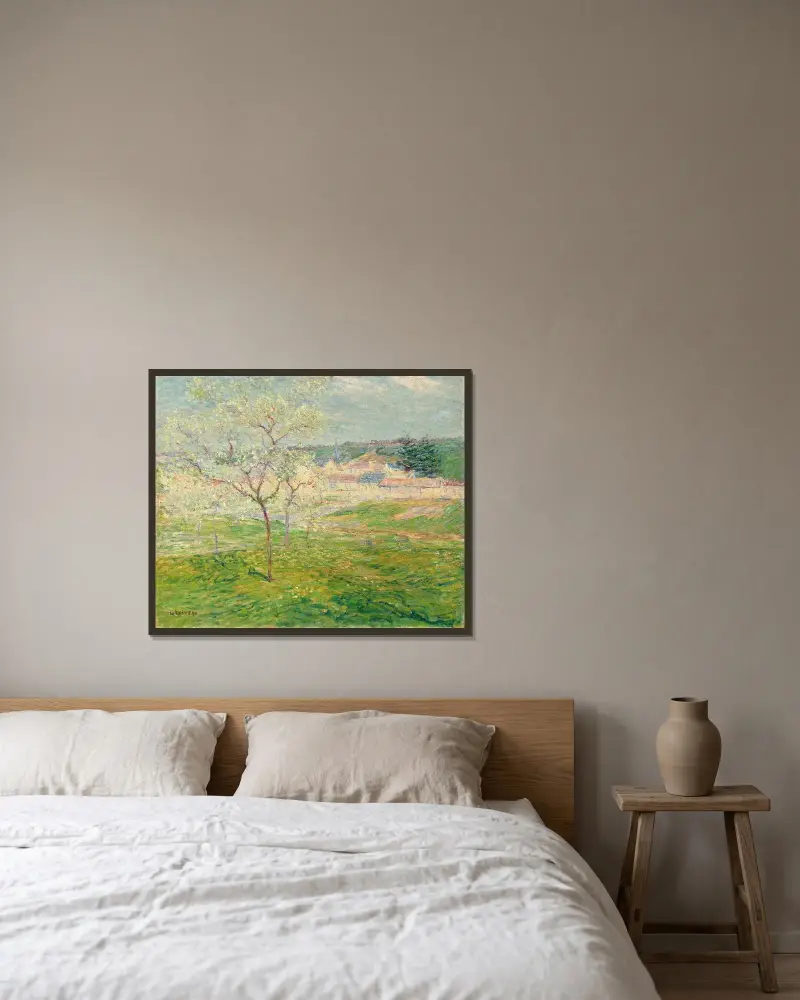 Vårstycke av Gustave Loiseau inramad på en vägg