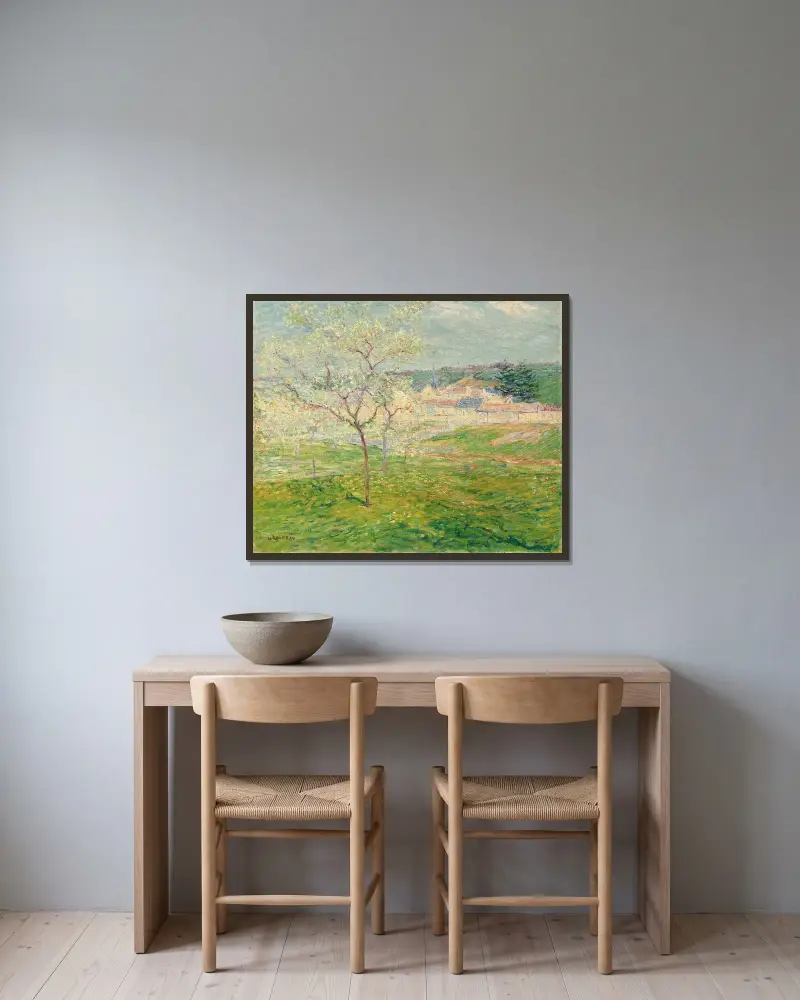 Vårstycke av Gustave Loiseau inramad på en vägg