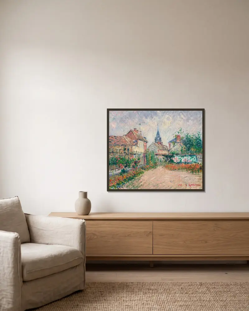 Vy över Saint-Cyr-du-Vaudreuil, Eure av Gustave Loiseau inramad på en vägg