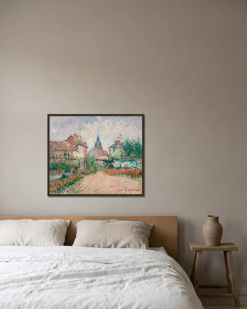 Vy över Saint-Cyr-du-Vaudreuil, Eure av Gustave Loiseau inramad på en vägg