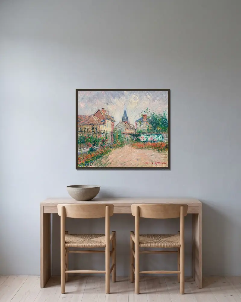 Vy över Saint-Cyr-du-Vaudreuil, Eure av Gustave Loiseau inramad på en vägg