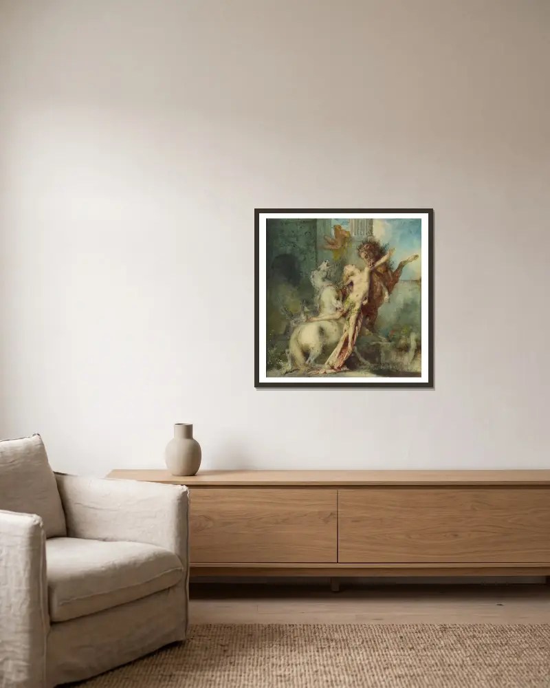 Diomedes pożarty przez konie, Gustave Moreau w ramie na ścianie