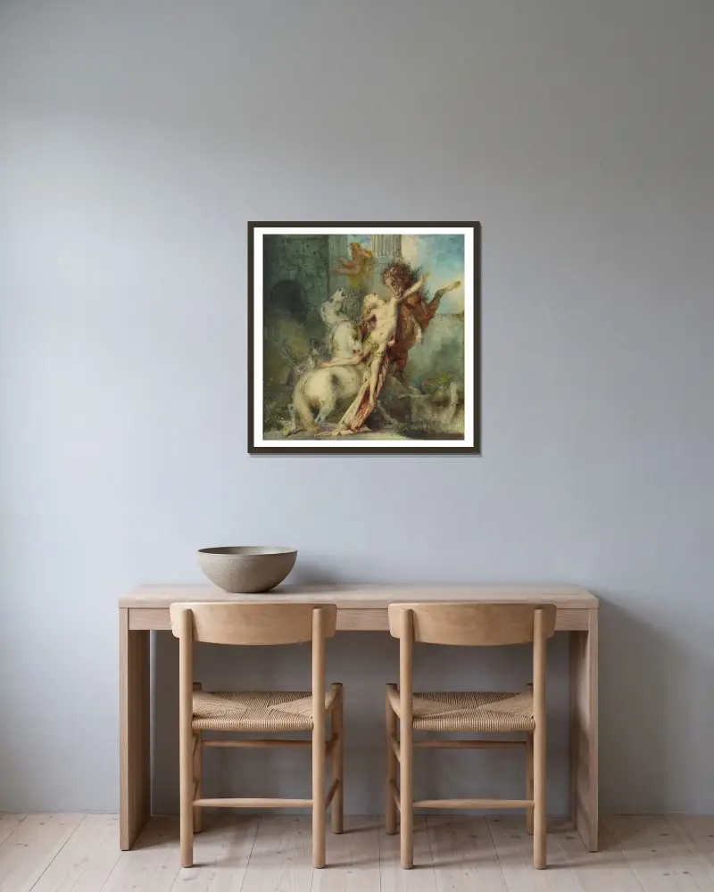 Diomedes pożarty przez konie, Gustave Moreau w ramie na ścianie