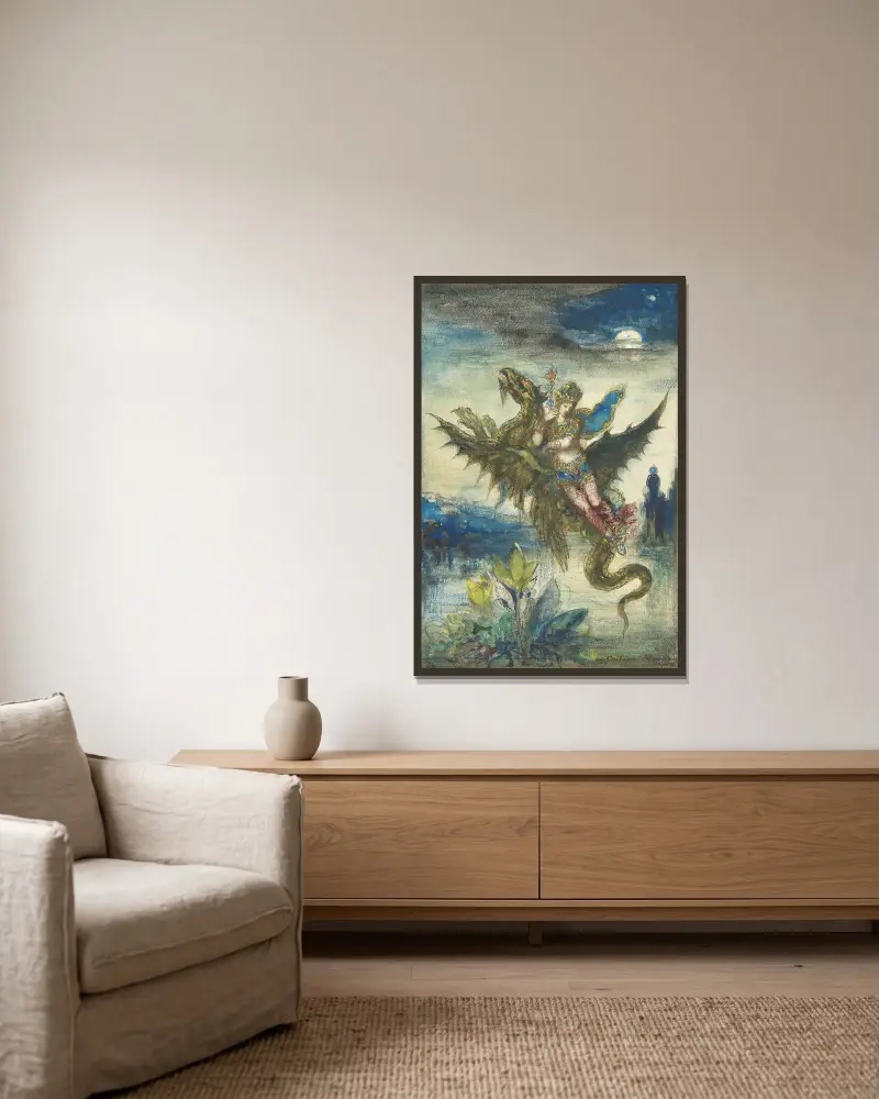 Dream Of The Orient av Gustave Moreau inramad på en vägg
