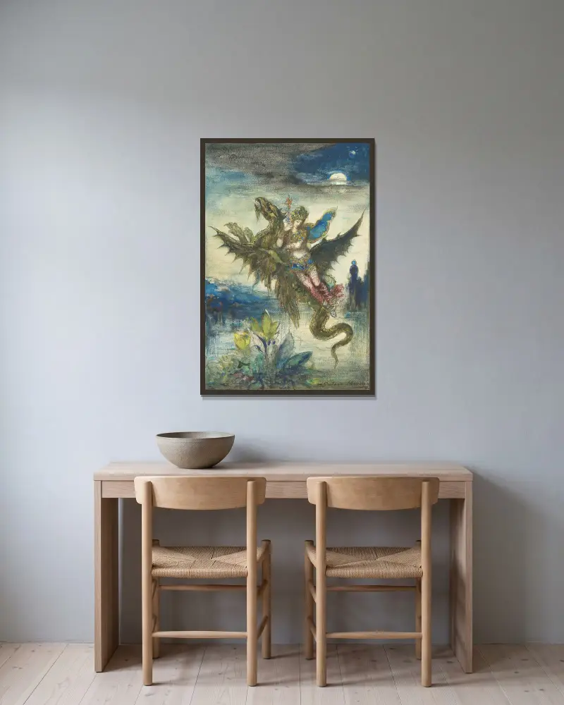 Dream Of The Orient av Gustave Moreau inramad på en vägg