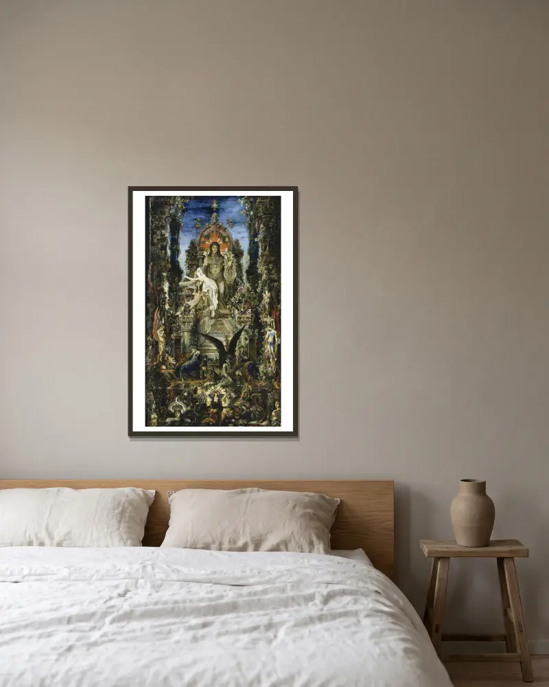 Jupiter a Semelé, Gustave Moreau v rámu na stěně