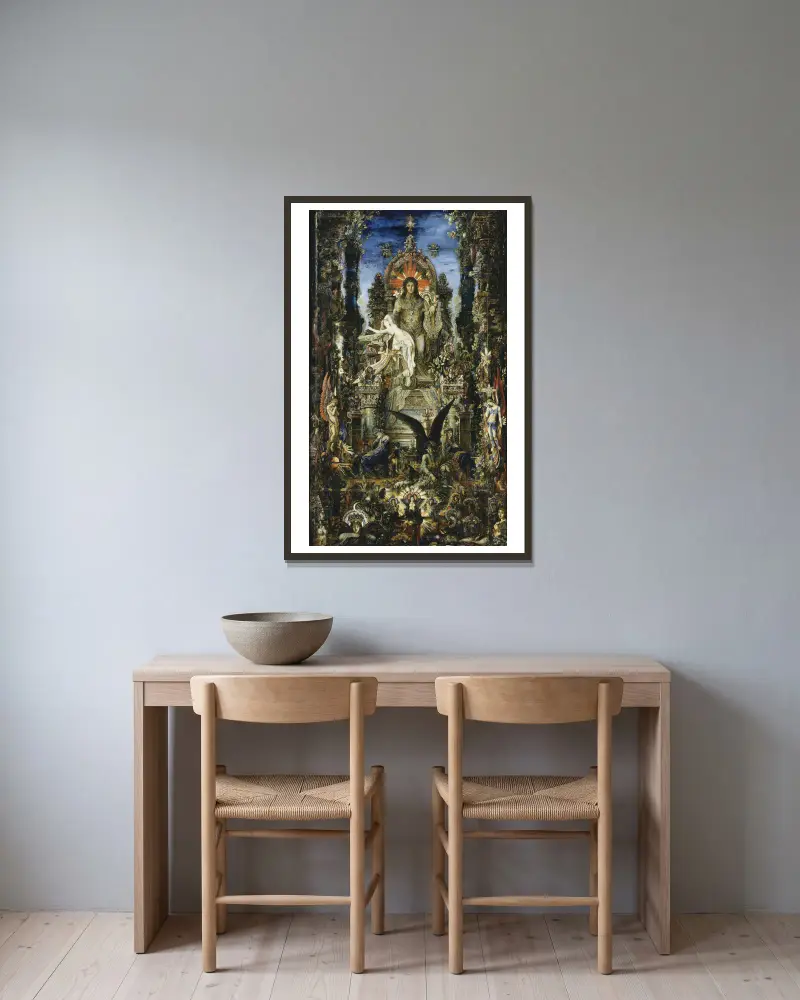Jupiter a Semelé, Gustave Moreau v rámu na stěně