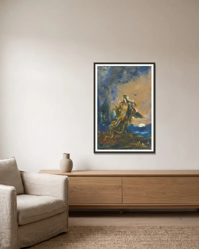 Die Fee von Gustave Moreau gerahmt an einer Wand