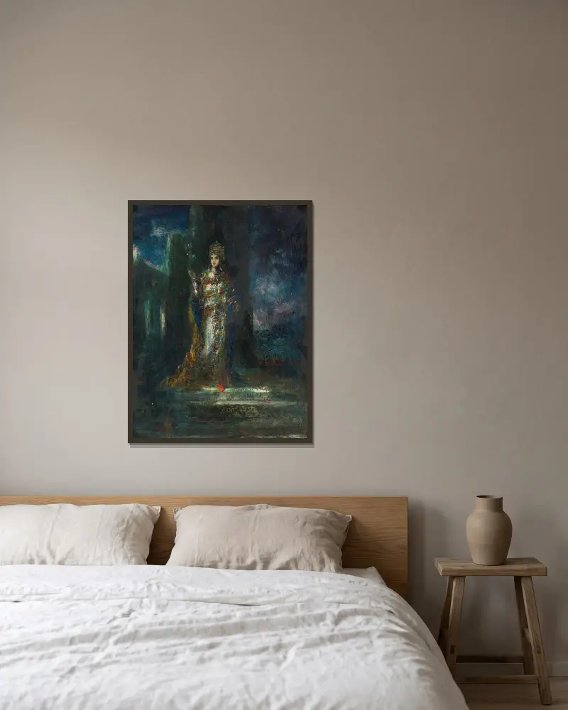 Nattens trolovade av Gustave Moreau inramad på en vägg