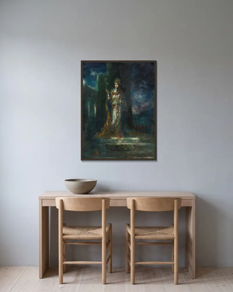 Nattens trolovade av Gustave Moreau inramad på en vägg