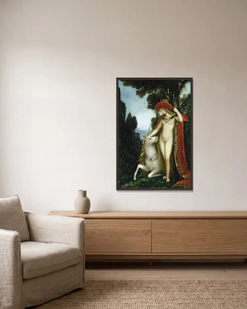 Jednorožec, Gustave Moreau v rámu na stěně