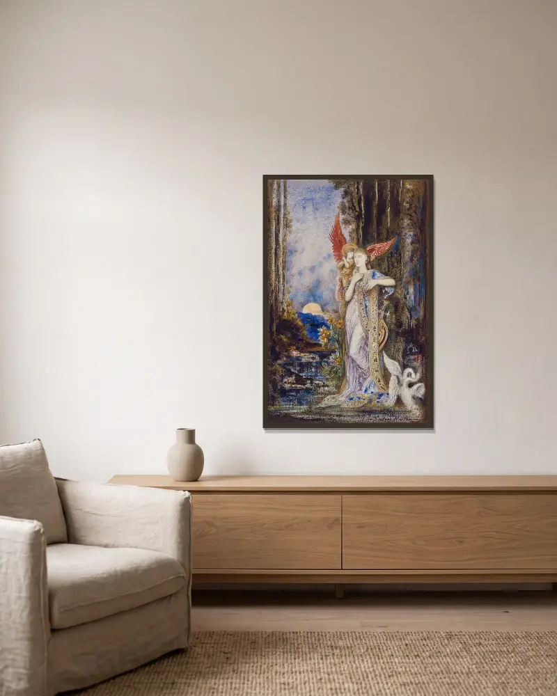 Inspirationen av Gustave Moreau inramad på en vägg