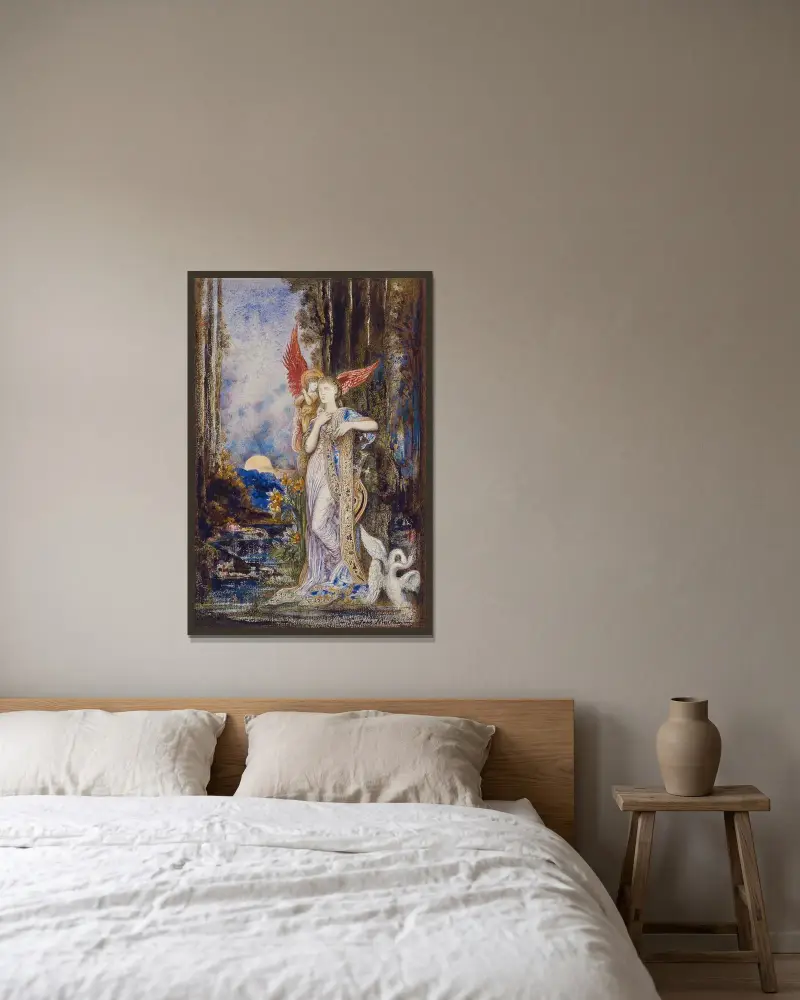 Inspirationen av Gustave Moreau inramad på en vägg