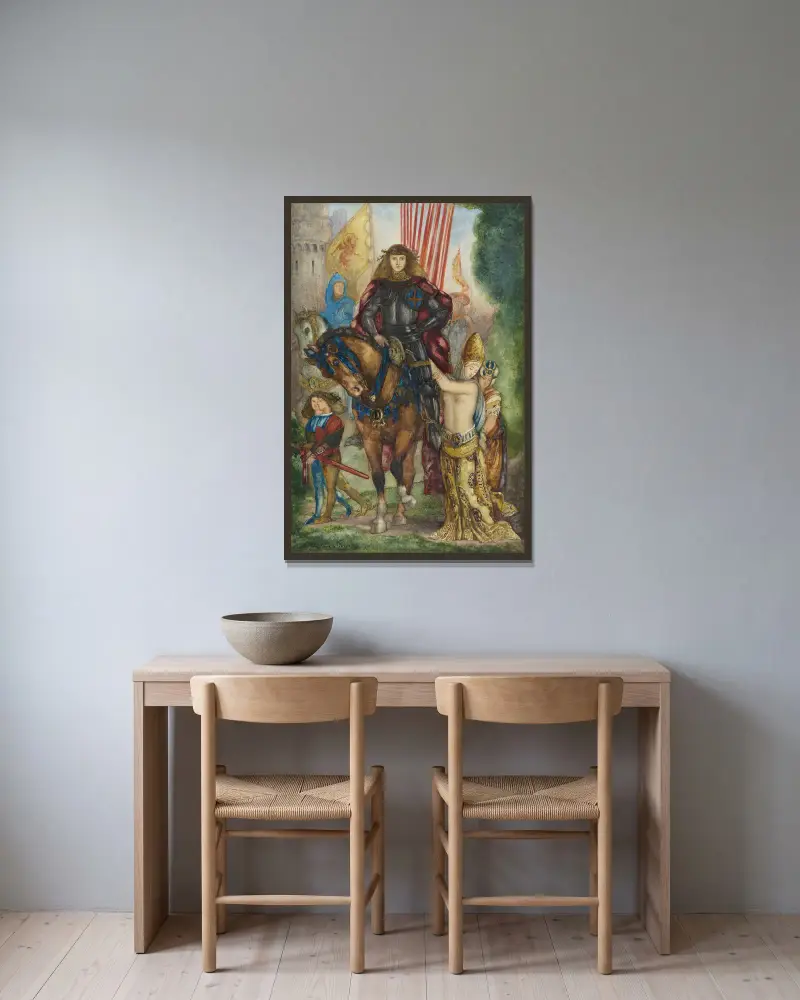 Reiter und Gefangene von Gustave Moreau gerahmt an einer Wand