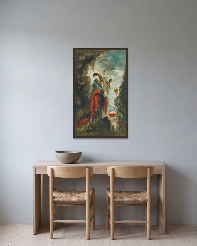 Sappho av Gustave Moreau inramad på en vägg