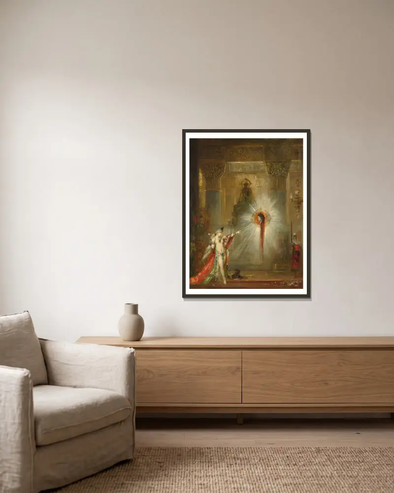 Die Erscheinung, 1876 – Nr. 2 von Gustave Moreau gerahmt an einer Wand