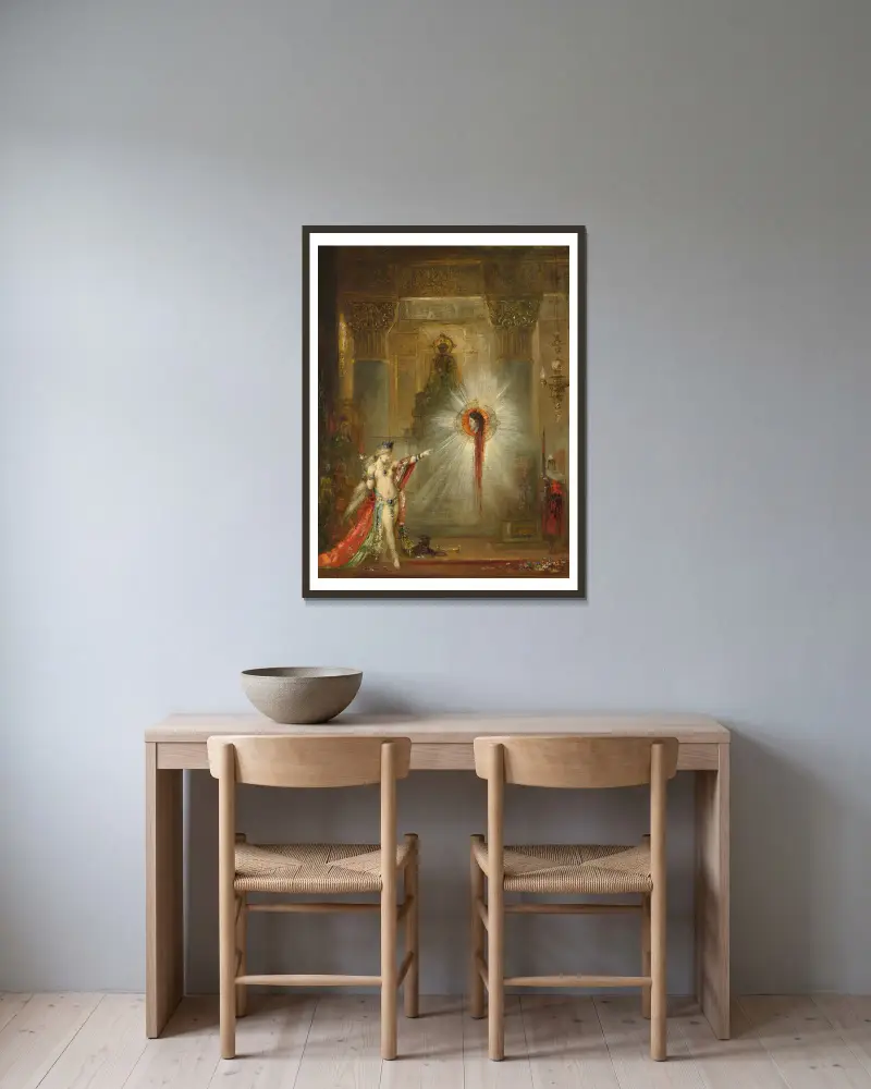 Die Erscheinung, 1876 – Nr. 2 von Gustave Moreau gerahmt an einer Wand