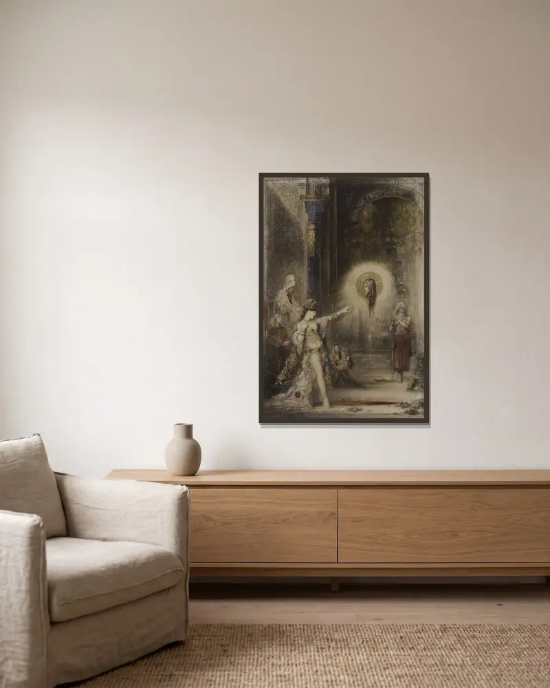 Die Erscheinung, 1876 – Nr. 1 von Gustave Moreau gerahmt an einer Wand