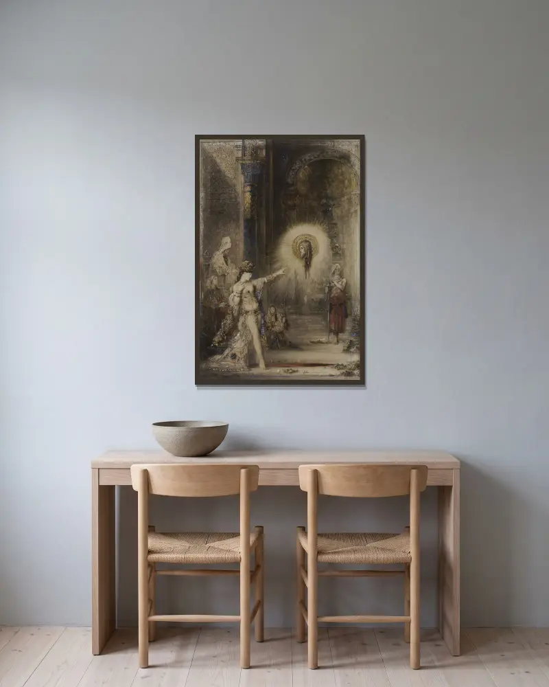 Die Erscheinung, 1876 – Nr. 1 von Gustave Moreau gerahmt an einer Wand
