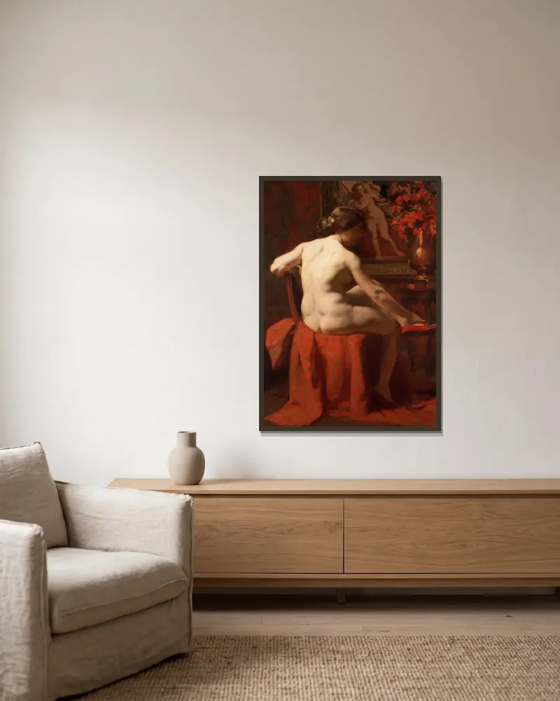 Nach dem Bad von Gustave Vanaise gerahmt an einer Wand