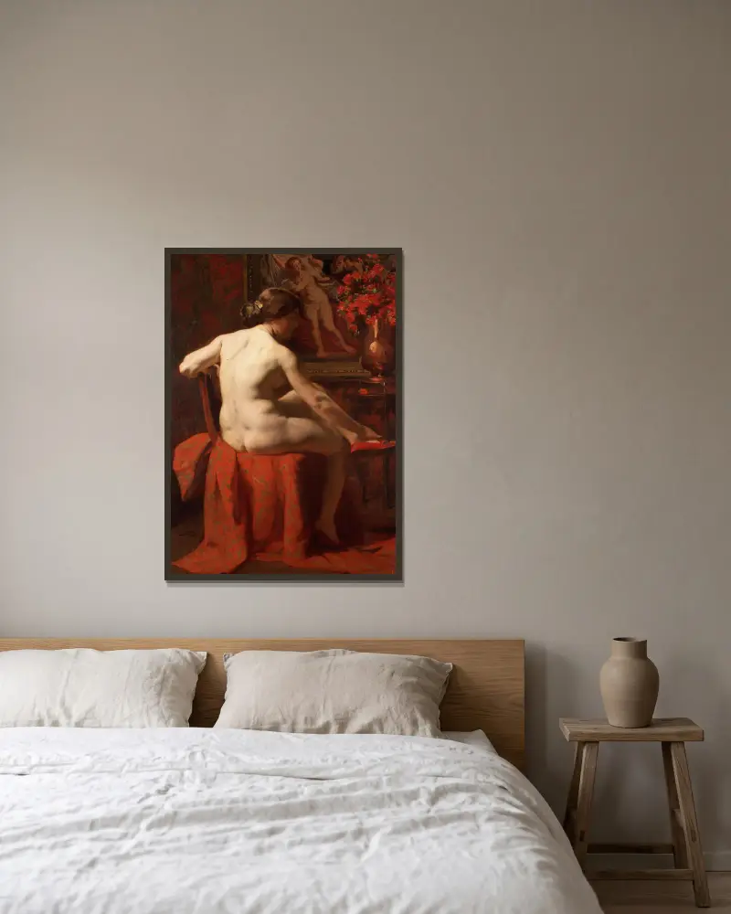 Nach dem Bad von Gustave Vanaise gerahmt an einer Wand